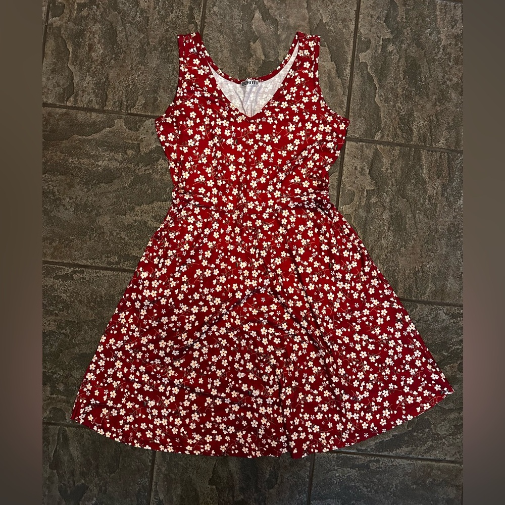 NWOT Red Floral V-Neck Dress